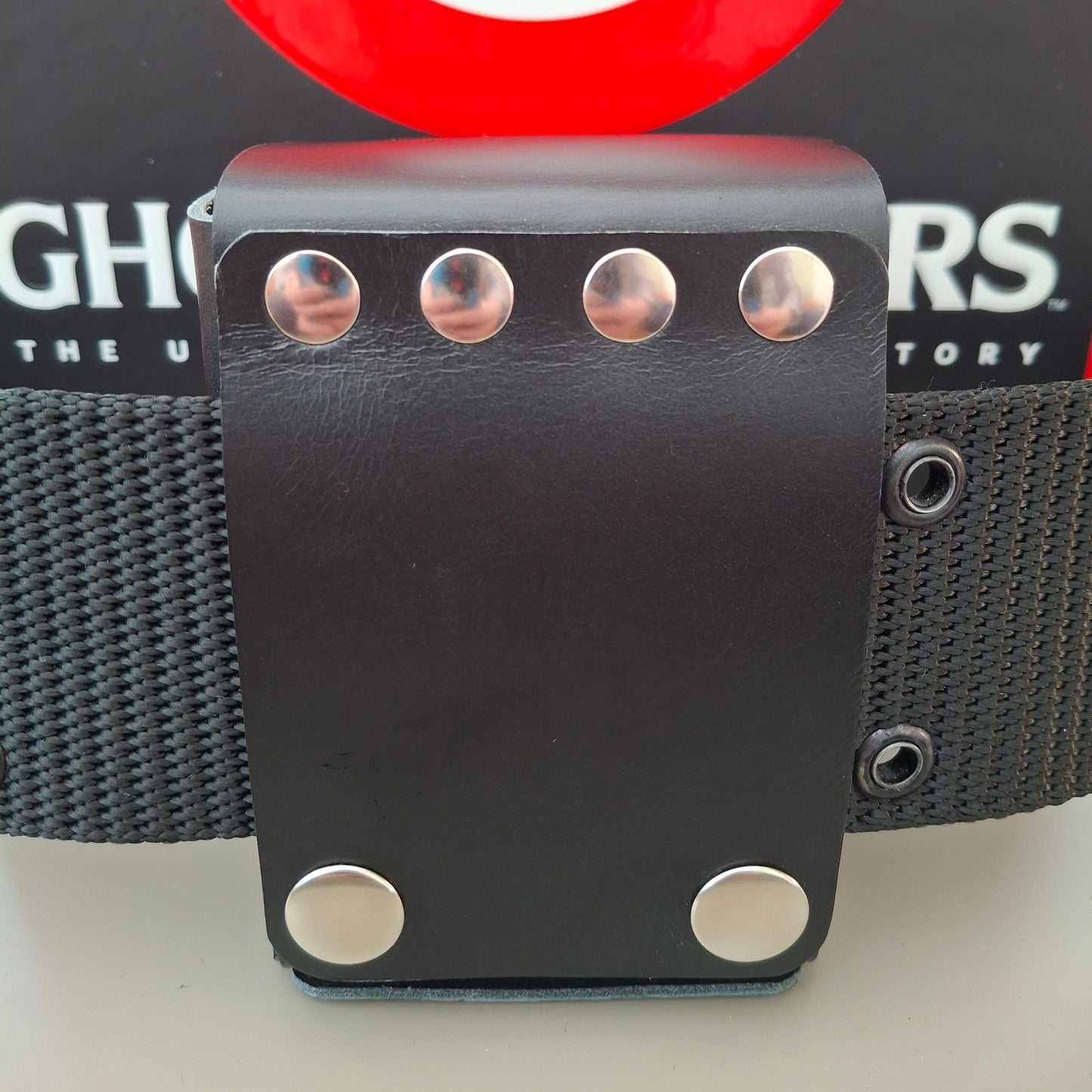 Trading card belt pouch in black or pink leather